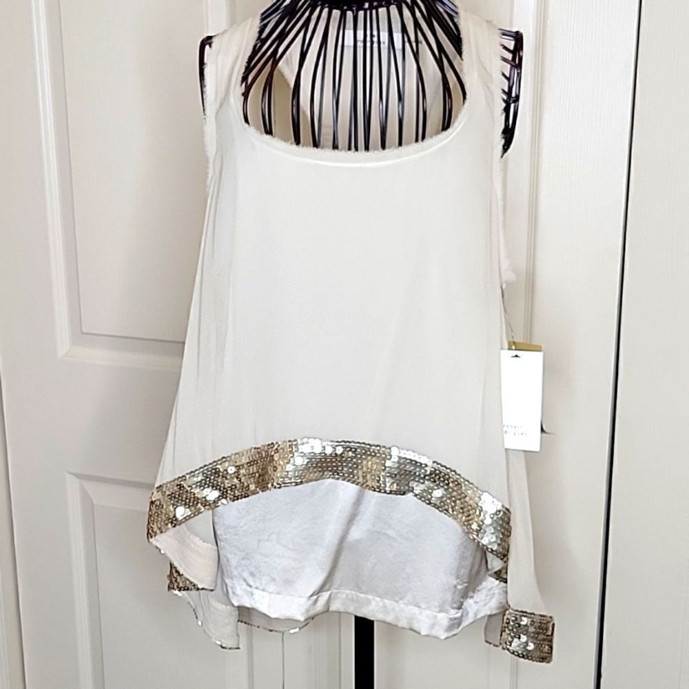 ROBERT RODRIGUEZ Flowy Nude Silk Tank Size 6 NWT